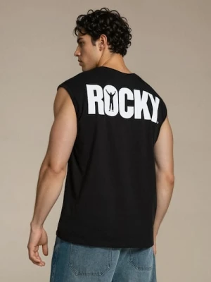 Zdjęcie produktu Sinsay - Bawełniana koszulka z nadrukiem Rocky Balboa - czarny