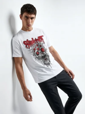 Zdjęcie produktu Sinsay - Bawełniana koszulka z nadrukiem Slipknot - biały