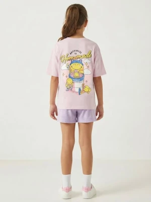 Sinsay - Bawełniana koszulka z nadrukiem SmileyWorld - fioletowy