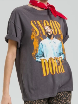 Sinsay - Bawełniana koszulka z nadrukiem Snoop Dogg - szary