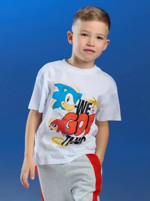 Sinsay - Bawełniana koszulka z nadrukiem Sonic the Hedgehog - biały