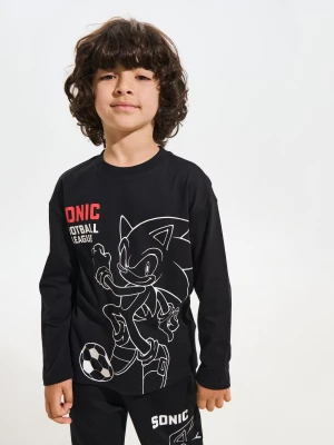 Sinsay - Bawełniana koszulka z nadrukiem Sonic the Hedgehog - czarny