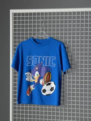 Sinsay - Bawełniana koszulka z nadrukiem Sonic the Hedgehog - granatowy
