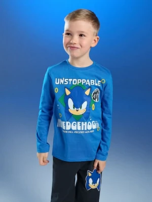 Sinsay - Bawełniana koszulka z nadrukiem Sonic the Hedgehog - niebieski