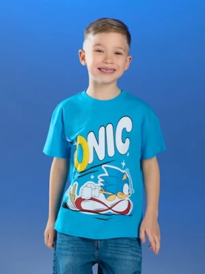 Sinsay - Bawełniana koszulka z nadrukiem Sonic the Hedgehog - niebieski