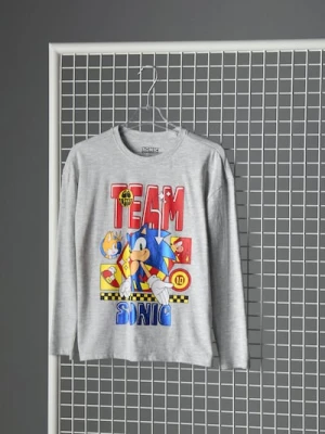 Sinsay - Bawełniana koszulka z nadrukiem Sonic the Hedgehog - szary