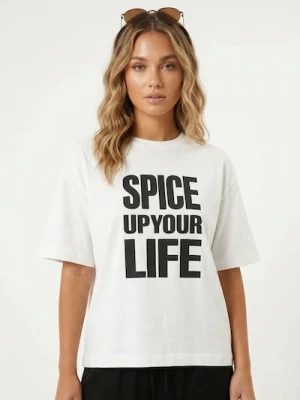 Zdjęcie produktu Sinsay - Bawełniana koszulka z nadrukiem Spice Girls - biały