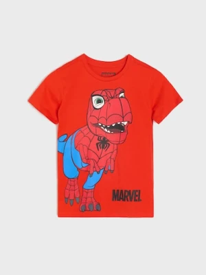 Sinsay - Bawełniana koszulka z nadrukiem Spider-Man - czerwony