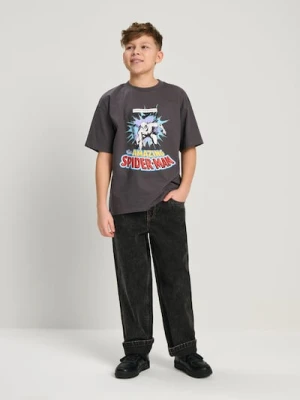 Sinsay - Bawełniana koszulka z nadrukiem Spider-Man - szary