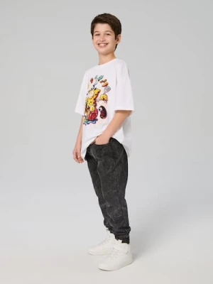 Sinsay - Bawełniana koszulka z nadrukiem SpongeBob SquarePants - biały