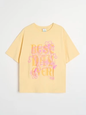 Sinsay - Bawełniana koszulka z nadrukiem SpongeBob - żółty