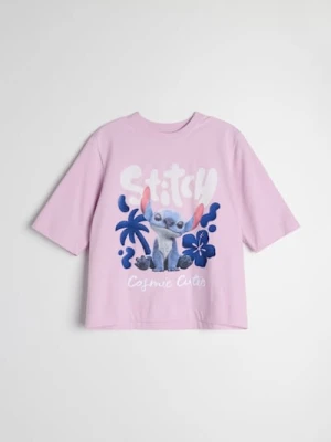 Zdjęcie produktu Sinsay - Bawełniana koszulka z nadrukiem Stitch - fioletowy