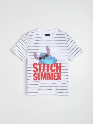 Sinsay - Bawełniana koszulka z nadrukiem Stitch - wielobarwny