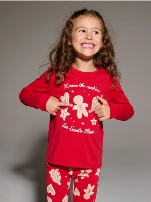 Sinsay - Bawełniana koszulka z nadrukiem świątecznym - czerwony