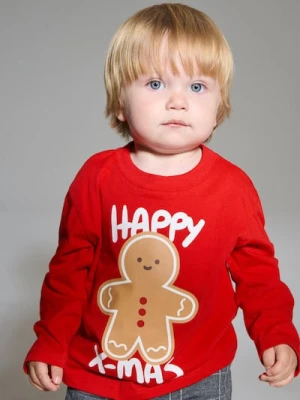 Sinsay - Bawełniana koszulka z nadrukiem świątecznym - czerwony