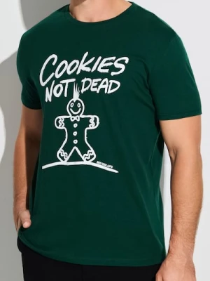 Sinsay - Bawełniana koszulka z nadrukiem świątecznym - zielony