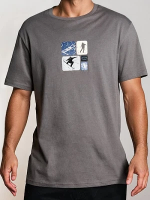 Sinsay - Bawełniana koszulka z nadrukiem - szary