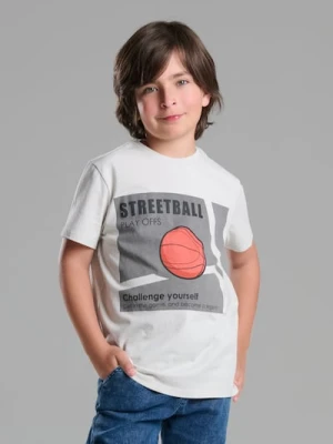 Sinsay - Bawełniana koszulka z nadrukiem - szary