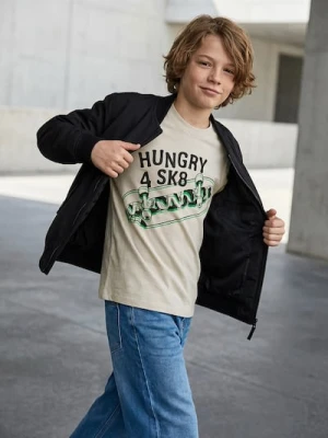 Sinsay - Bawełniana koszulka z nadrukiem - szary