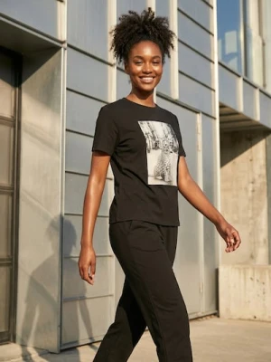 Sinsay - Bawełniana koszulka z nadrukiem - szary