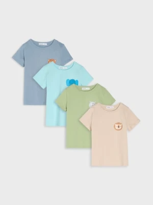 Sinsay - Bawełniana koszulka z nadrukiem - szary