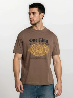 Sinsay - Bawełniana koszulka z nadrukiem The Lord of the Rings - brązowy