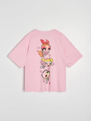 Zdjęcie produktu Sinsay - Bawełniana koszulka z nadrukiem The Powerpuff Girls - begonia