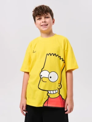 Sinsay - Bawełniana koszulka z nadrukiem The Simpson - żółty