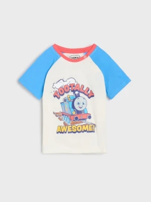 Sinsay - Bawełniana koszulka z nadrukiem Thomas and Friends - kremowy