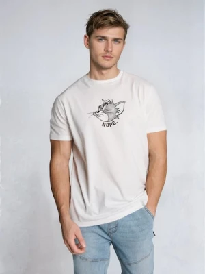 Sinsay - Bawełniana koszulka z nadrukiem Tom and Jerry - kremowy