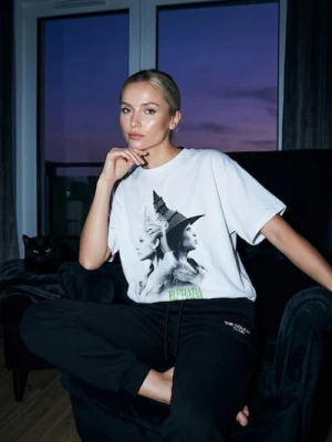 Zdjęcie produktu Sinsay - Bawełniana koszulka z nadrukiem Wicked - biały