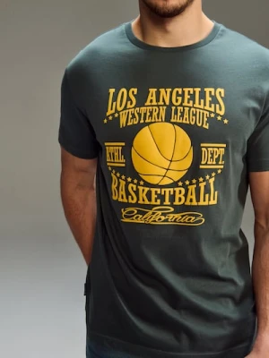 Sinsay - Bawełniana koszulka z nadrukiem - zielony