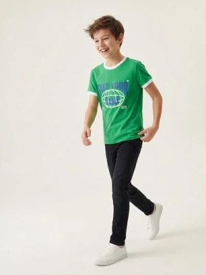 Sinsay - Bawełniana koszulka z nadrukiem - zielony