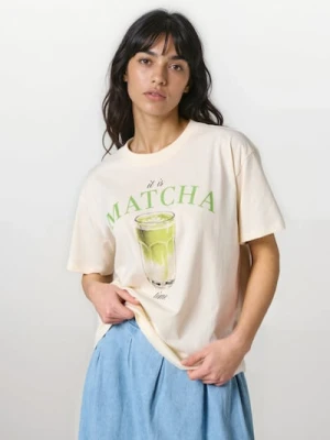 Sinsay - Bawełniana koszulka z nadrukiem - żółty