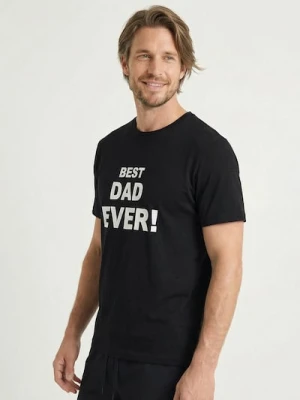 Zdjęcie produktu Sinsay - Bawełniana koszulka z napisem Best Dad Ever - czarny