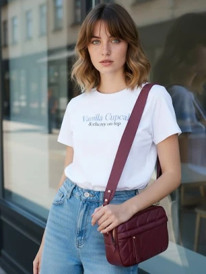 Sinsay - Bawełniana koszulka z napisem - biały