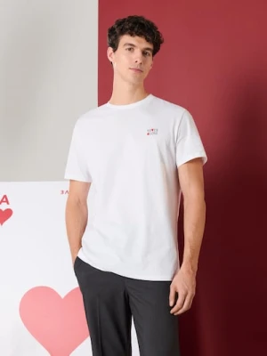 Sinsay - Bawełniana koszulka z napisem - biały