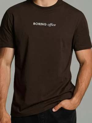 Sinsay - Bawełniana koszulka z napisem - brązowy