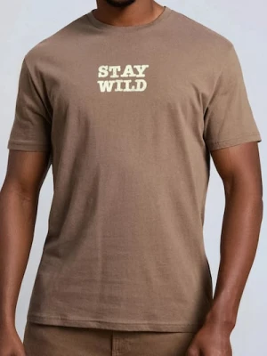 Sinsay - Bawełniana koszulka z napisem - brązowy