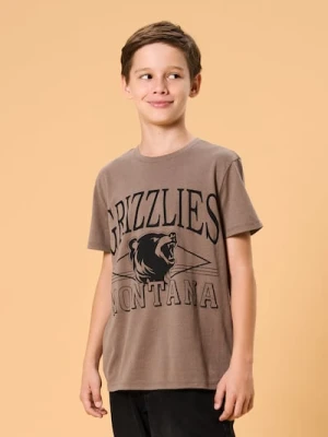 Sinsay - Bawełniana koszulka z napisem - brązowy