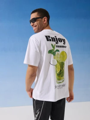 Zdjęcie produktu Sinsay - Bawełniana koszulka z napisem Enjoy - biały