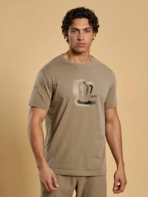 Sinsay - Bawełniana koszulka z napisem Espresso - zielony