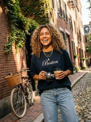 Sinsay - Bawełniana koszulka z napisem - granatowy