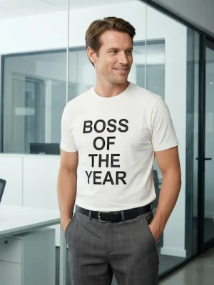 Sinsay - Bawełniana koszulka z napisem - kremowy