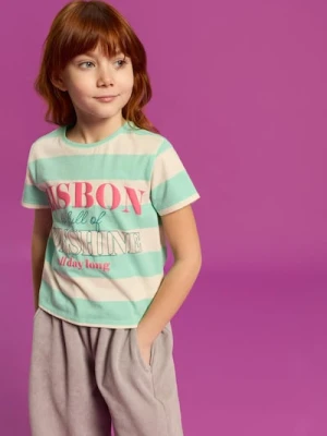 Sinsay - Bawełniana koszulka z napisem Lisbon - wielobarwny