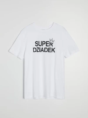 Sinsay - Bawełniana koszulka z napisem na dzień dziadka - biały