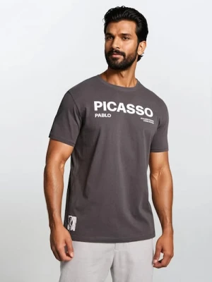 Zdjęcie produktu Sinsay - Bawełniana koszulka z napisem Picasso - szary