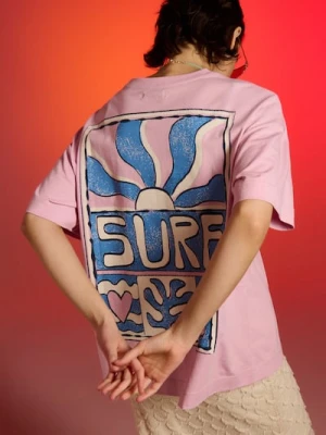 Sinsay - Bawełniana koszulka z napisem Surf - fioletowy