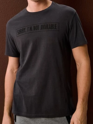 Sinsay - Bawełniana koszulka z napisem - szary