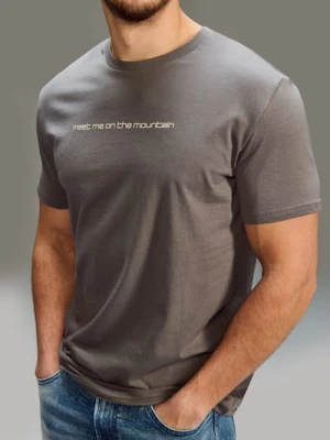 Sinsay - Bawełniana koszulka z napisem - szary